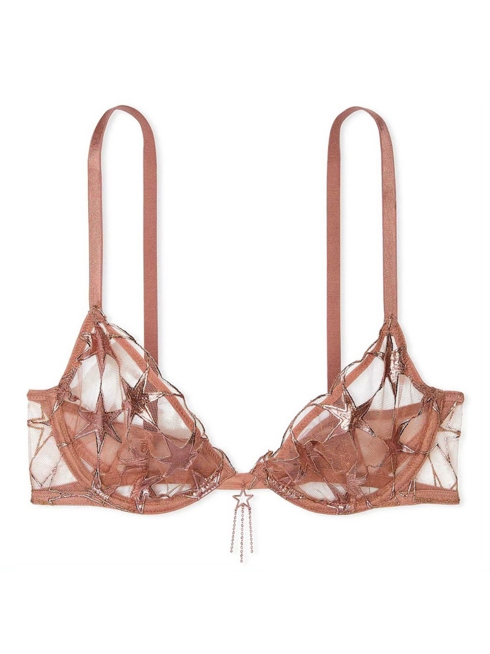 NWT Victoria’s Secret 36C Rose Gold Very Sexy Stardust Embroidery Demi Bra